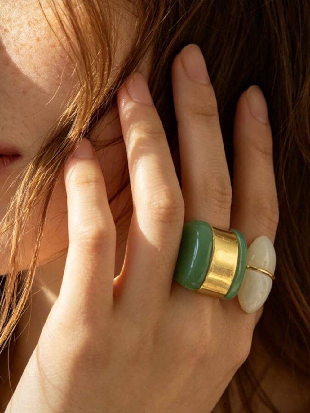 Celadon Sage & Gold Architectural Earrings